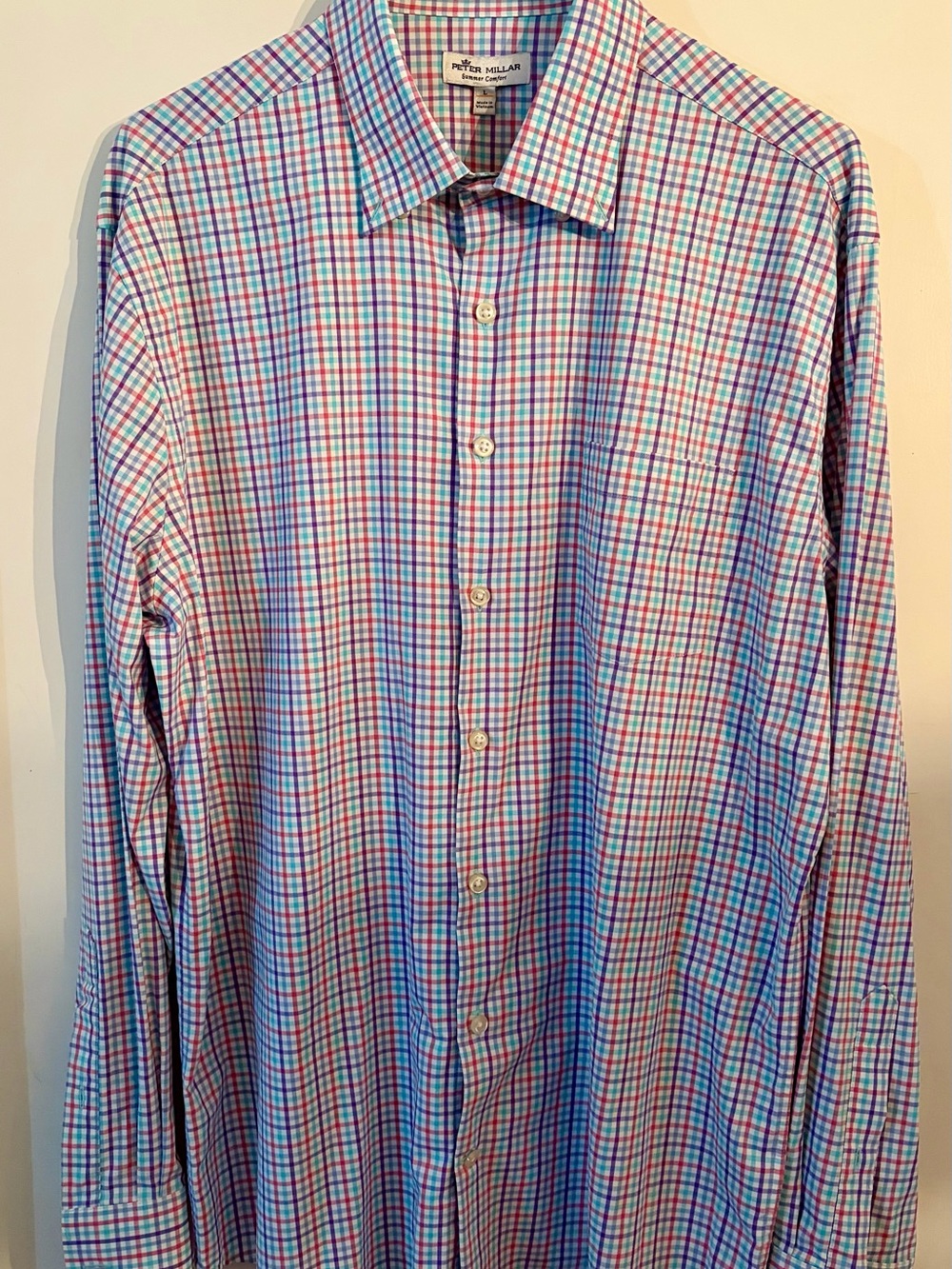 Peter Millar Multicolor Plaid Button-Down Shirt — Blue, Pink, Green